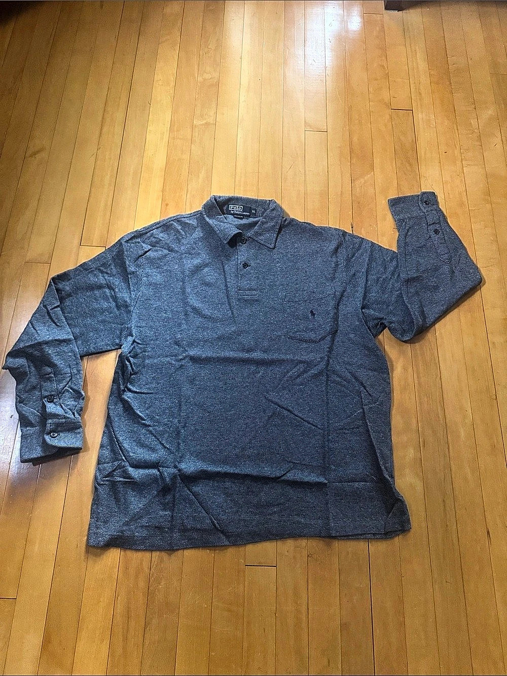 Polo Ralph Lauren long sleeve Polo Gray and black men’s XL